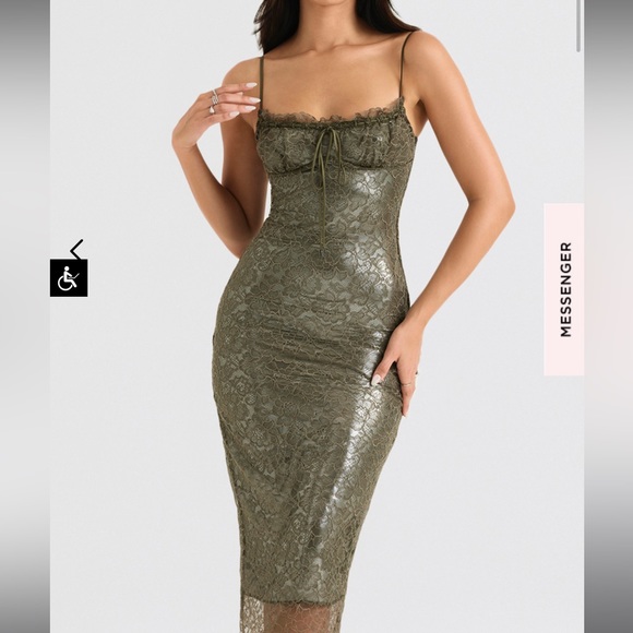 House of CB Dresses Nwt House Of Cb Isla Olive Lace Midi Dress